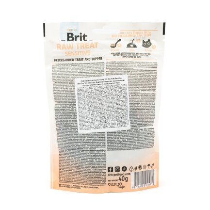 Ласощі для котів Brit Raw Treat Sensitive Freeze-dried з індичкою, 40 г — Фото 1