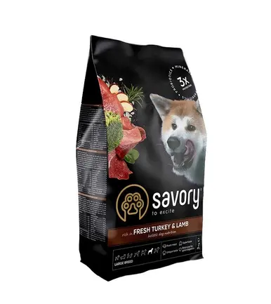 Сухий корм Savory Large для собак великих порід, зі свіжим ягням та індичкою, 3 кг