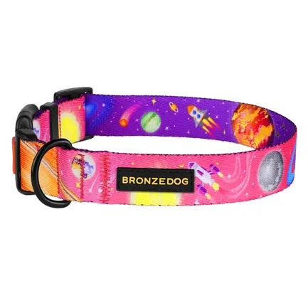 Нашийник для собак BronzeDog Urban Cosmos нейлоновий з пластиковою пряжкою Рожевий L: додаткове фото 3