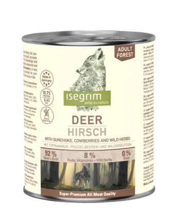 ISEGRIM Deer with Sunchoke, Cowberries & Wild Herbs 800 г. Вологий корм для собак. Оленина з топінамбуром, брусницею, травами