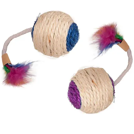 Flamingo Bouly Sisal Ball Feather ФЛАМІНГО СИЗАЛЬОВИЙ М’ЯЧ з пір’ям іграшка для котів диаметр 6 см