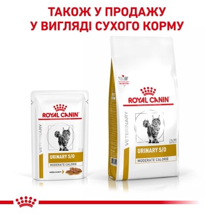 Дієтичний вологий корм Royal Canin URINARY S/O MODERATE CALORIE CAT (шматочки у соусі) для котів 85 г — Фото 3