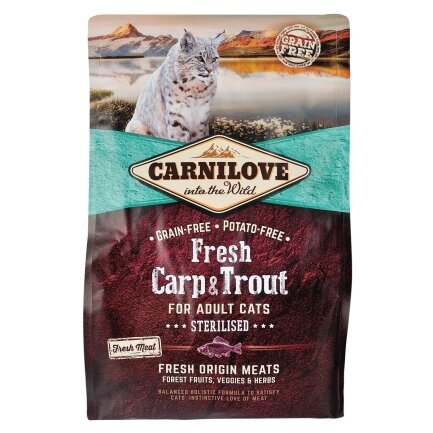 Сухий корм Carnilove Fresh Carp &amp; Trout для стерилізованих котів, риба, 2 кг — Фото 3