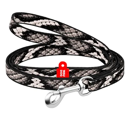 Повідець для котів та дрібних порід собак нейлоновий WAUDOG Nylon, малюнок "Змія", XS, Ш 10 мм, Дов 122 см
