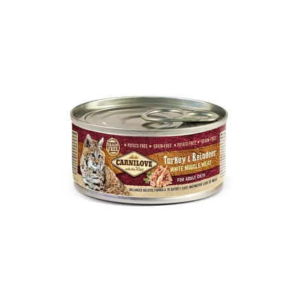 Вологий корм Carnilove Turkey & Reindeer для котів, індичка та північний олень, 100 г