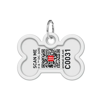 Адресник для собак і котів металевий WAUDOG Smart ID з QR паспортом, малюнок "Бетмен ескіз", кістка, Д 40 мм, Ш 28 мм: додаткове фото 5