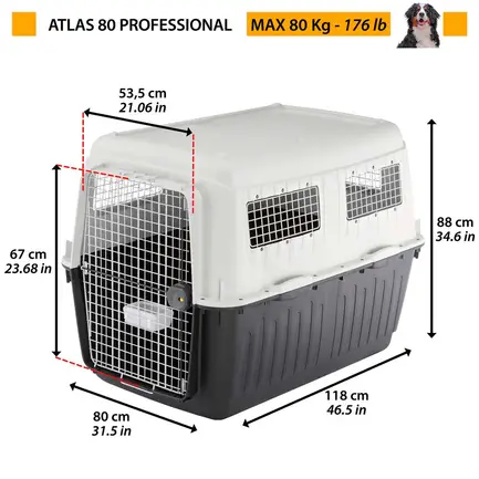 Ferplast CARRIER ATLAS 80 GREY Контейнер для транспорт-я тварин,пластик: додаткове фото 2
