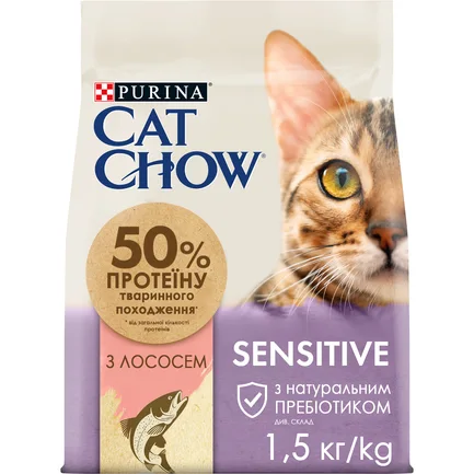 Сухий корм CAT CHOW Sensitive для дорослих котів із чутливою шкірою та травленням з лососем 1.5 кг: додаткове фото 11