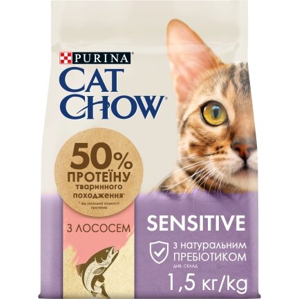 Сухий корм CAT CHOW Sensitive для дорослих котів із чутливою шкірою та травленням з лососем 1.5 кг — Фото 10