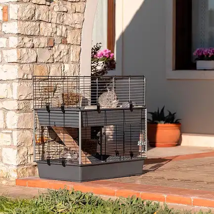 Ferplast CAGE RABBIT 100 DOUBLE Клітка 2 поверхи для кролів чорна: додаткове фото 3