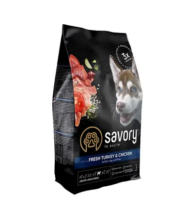 Сухий корм Savory для юніорів великих порід, зі свіжою індичкою і куркою, 3 кг