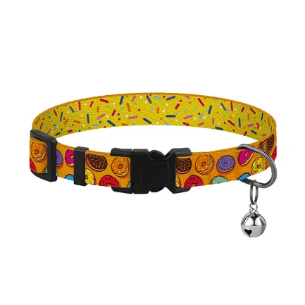 Нашийник для Котів BronzeDog Urban Fruits Нейлоновий з Пластиковою Пряжкою та Дзвіночком Пончики XS: додаткове фото 2