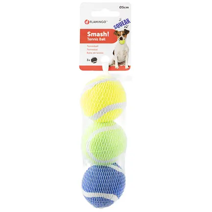 Flamingo Smash Tennis Ball ФЛАМІНГО СМЕШ тенісний м’яч 5см із пищалкою, іграшка для собак, набір 3шт. диаметр 5 см