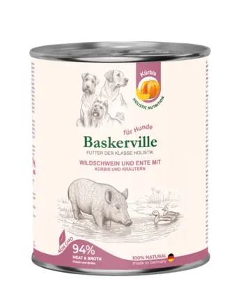 Baskerville HF Holistic Wildschwein und Ente Mit Kurbis. Кабан і качка з гарбузом для собак, 800 г