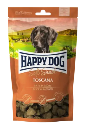 М'які ласощі Happy Dog Soft Snack Toscana для собак зі смаком качки та лосося, 100 г, 60687