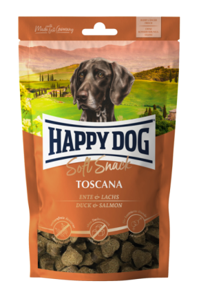 М&#039;які ласощі Happy Dog Soft Snack Toscana для собак зі смаком качки та лосося, 100 г, 60687