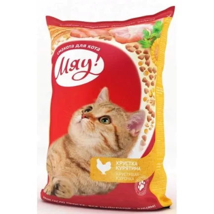 Мяу повнораціонний сухий корм для котів з куркою, 14 кг