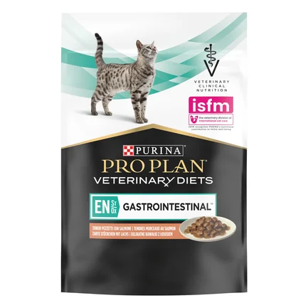 Вологий дієтичний корм PRO PLAN VETERINARY DIETS EN Gastrointestinal для кошенят та дорослих котів для зменшення розладів кишкової абсорбції та годівлі у період відновлення, одужання з лососем 10х85 г: додаткове фото 4