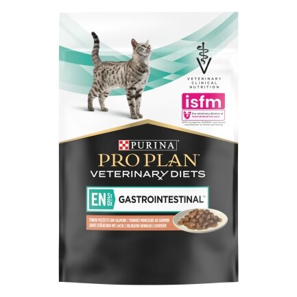 Вологий дієтичний корм PRO PLAN VETERINARY DIETS EN Gastrointestinal для кошенят та дорослих котів  для зменшення розладів кишкової абсорбції та годівлі у період відновлення, одужання з лососем 10х85 г — Фото 3