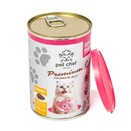 Корм вологий для дорослих котів Pet Chef, шматочки в желе з куркою 415 г: додаткове фото 3