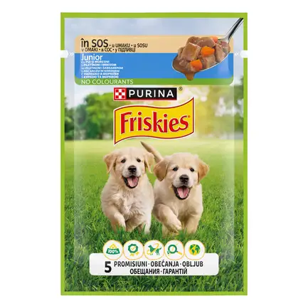 Вологий корм FRISKIES Junior для цуценят шматочки у підливці з куркою та морквою 85 г: додаткове фото 2