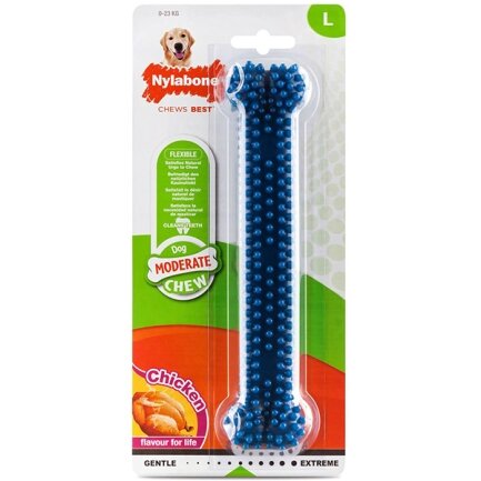 Nylabone Moderate Chew Dental Bone НІЛАБОН ДЕНТАЛ БОУН жувальна іграшка для собак, смак курки L, для собак до 23 кг