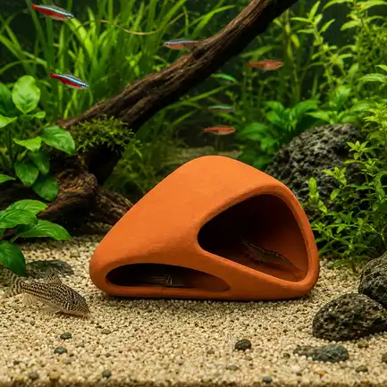 Декорація Hobby Wave Cave 2 red 17x16x8,5 см - керамічне укриття для риб і креветок в акваріумі (41659): додаткове фото 3