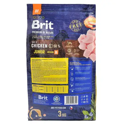 Сухий корм Brit Premium Dog Junior M для цуценят та юніорів середніх порід, з куркою, 3 кг: додаткове фото 3