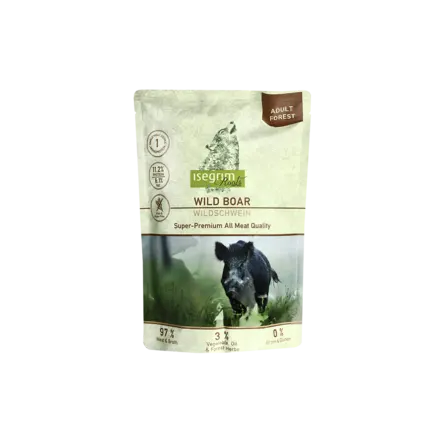 ISEGRIM Pouch Roots Wild Boar Monoprotein 410 г Вологий корм для собак. Кабан з пастернаком, лляною олією та лісними травами
