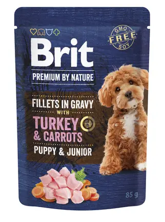 Корм вологий Brit Premium Fillets in Gravy Turkey &amp; Carrots Puppy для цуценят малих порід філе в соусі індичка і морква 85 г