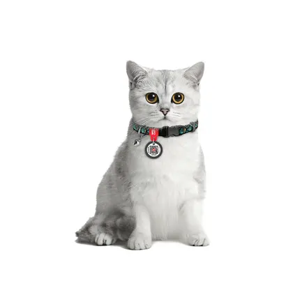 Нашийник для котів нейлоновий WAUCAT Nylon з QR адресником, малюнок "Луска", пластиковий фастекс, XS, Ш 10 мм, Дов 20-30 см: додаткове фото 3