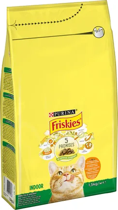 Сухий корм FRISKIES Indoor для дорослих котів що постійно перебувають у приміщенні з куркою та індичкою, з овочами 1,5 кг: додаткове фото 2