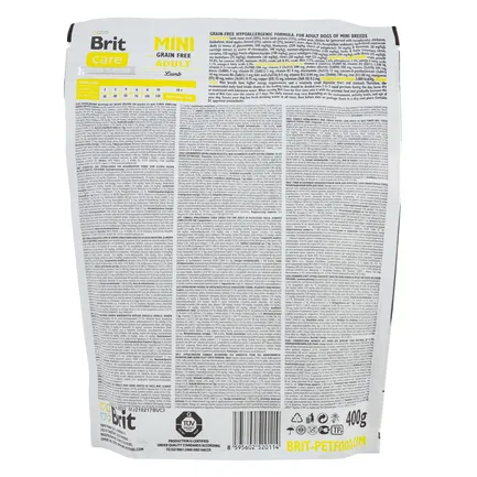 Сухий корм Brit Care GF Mini для дорослих собак мініатюрних порід, з ягням, 400 г: додаткове фото 3