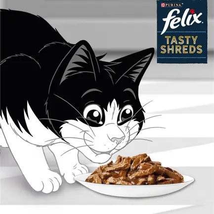 Вологий корм FELIX Tasty Shreds для дорослих котів мультипак: 2х80г з яловичиною та 2х80г з куркою: додаткове фото 3
