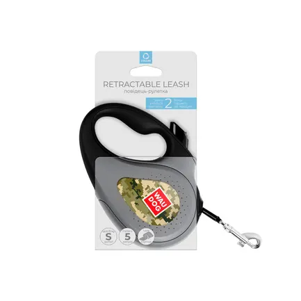 Повідець-рулетка для собак WAUDOG R-leash, малюнок "Мілітарі", S, до 15 кг, 5 м, світловідбиваюча стрічка: додаткове фото 2