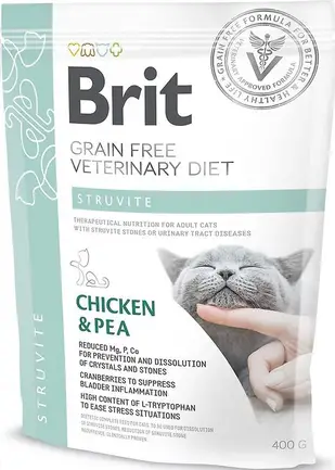 Сухий корм Brit GF VetDiet Cat Struvite для котів, при сечокам'яній хворобі, з куркою та горохом, 400 г: додаткове фото 8