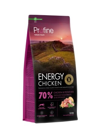 Корм сухий Profine Energy Chicken and Potatoes для активних собак всіх порід, з куркою та картоплею, 12 кг