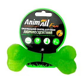 Іграшка AnimAll Fun кістка для собак, люмінесцентна, 12 см, зелена