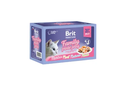 Корм вологий Brit Premium Delicate Fillets in Jelly Family Plate для котів Сімейна тарілка в желе 12 шт x 85 г