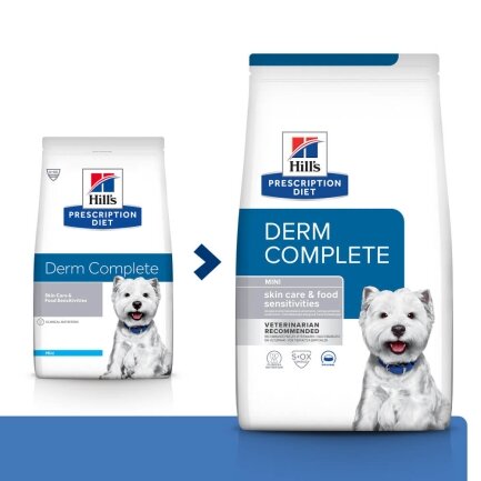 Hill’s Prescription Diet Derm Complete Mini Сухий корм для собак малих порід при харчовій алергії та атопічному дерматиті, з рисом і яйцем, 1 кг — Фото 1