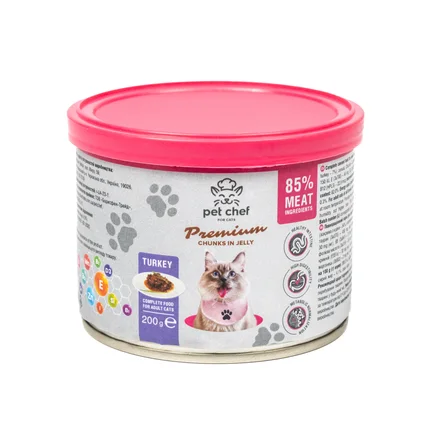 Корм вологий для дорослих котів Pet Chef, шматочки в желе з індичкою 200 г: додаткове фото 3