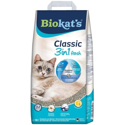 Наповнювач Biokats Classic Fresh 3in1 Cotton Blossom для котячого туалету, бентонітовий, 10 кг — Фото 2