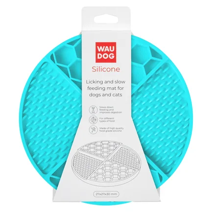 Килимок для злизування і повільного харчування WAUDOG Silicone, 211х211х30 мм, блакитний: додаткове фото 2