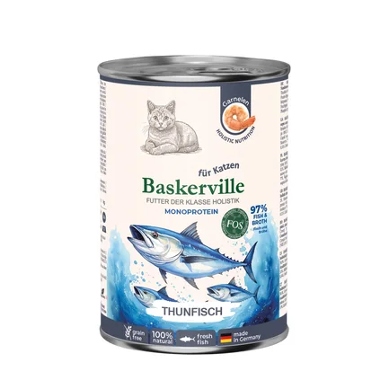 Baskerville ТУНЕЦЬ. Повнораціонний вологий корм класу холістик для котів. 375 г