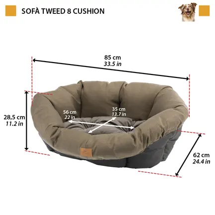 Ferplast SOFA' 8 TWEED CUSHION BROWN М'яке місце д/тварин, чохол: додаткове фото 2