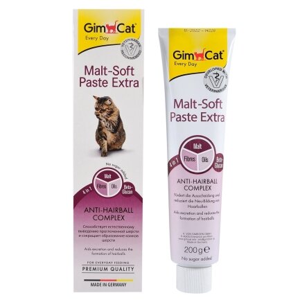 Паста GimCat Every Day Malt-Soft Paste Extra для котів, виведення шерсті зі шлунку, 200 г