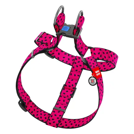 Шлея для собак WAUDOG Nylon з QR паспортом, малюнок "Кавун", пластиковий фастекс, XL, Ш 35 мм, А=В 70-100 см: додаткове фото 2