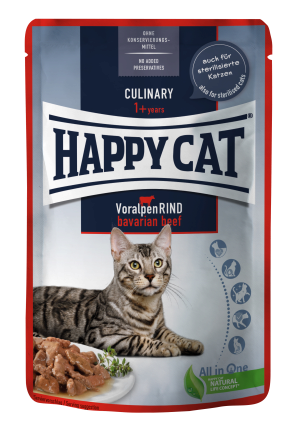 Вологий корм Happy Cat Culinary VoralpenRind у вигляді шматочків в cоусі для котів з яловичиною