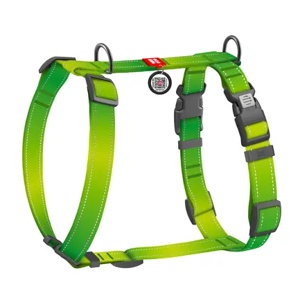 Шлея для собак анатомічна H-подібна WAUDOG Nylon Mono з QR-паспортом, світловідбивна, пластиковий фастекс, розмір М, Ш 20 мм, А 38-60 см, В 45-60 см, салатовий: додаткове фото 2