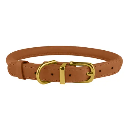 Нашийник для собак круглий шкіряний BronzeDog Crazy тауні L: додаткове фото 2